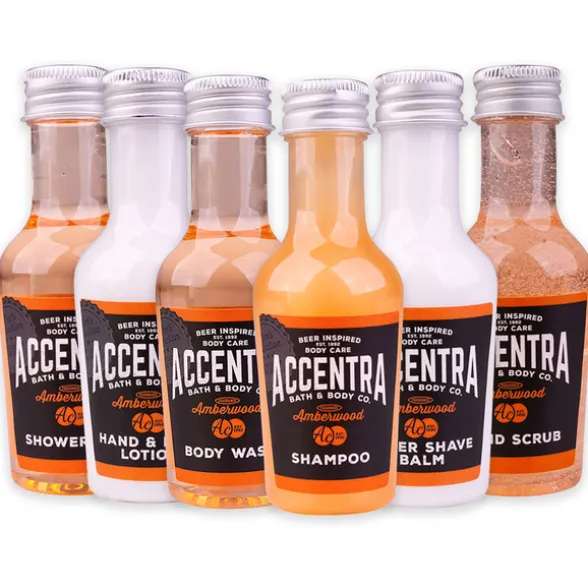 ACCENTRA MEN'S COLLECTION CONFEZIONE 6 PEZZI; BAGNOSCHIUMA 50 ML, LOZIONE MANI E CORPO 50 ML, SCRUB MANI 50 ML, GEL DOCCIA 50 ML, BALSAMO DOPOBARBA 50 ML, SHAMPOO 50 ML. PROFUMAZIONE AMBERWOOD