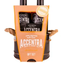 ACCENTRA MEN'S COLLECTION CONFEZIONE REGALO IN SECCHIELLO DI LATTA; GEL DOCCIA 300 ML, SHAMPOO 300 ML, SAPONE 100 GR., SPUGNA DA BAGNO. PROFUMAZIONE AMBERWOOD.