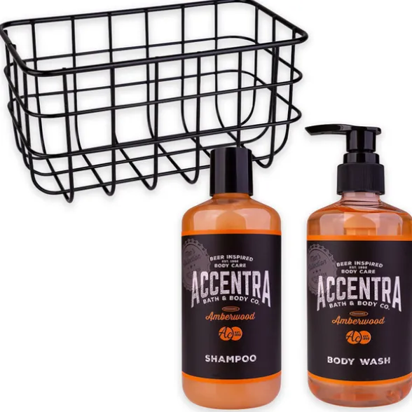 ACCENTRA MEN'S COLLECTION CONFEZIONE REGALO IN CESTINO IN FILO METALLICO; DETERGENTE CORPO 300 ML, SHAMPOO 300 ML. PROFUMAZIONE AMBERWOOD