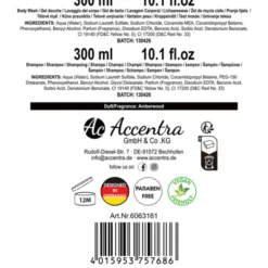 ACCENTRA MEN'S COLLECTION CONFEZIONE REGALO IN CESTINO IN FILO METALLICO; DETERGENTE CORPO 300 ML, SHAMPOO 300 ML. PROFUMAZIONE AMBERWOOD