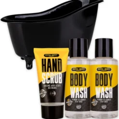 ACCENTRA MEN TOOLKIT BATH CONFEZIONE DA BAGNO UOMO; BAGNOSCHIUMA 100 ML, SCRUB MANI 50 ML, SPUGNA A RETE. PROFUMAZIONE SANDALO E MUSCHIO.