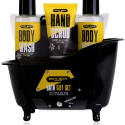 ACCENTRA MEN TOOLKIT BATH CONFEZIONE DA BAGNO UOMO; BAGNOSCHIUMA 100 ML, SCRUB MANI 50 ML, SPUGNA A RETE. PROFUMAZIONE SANDALO E MUSCHIO.