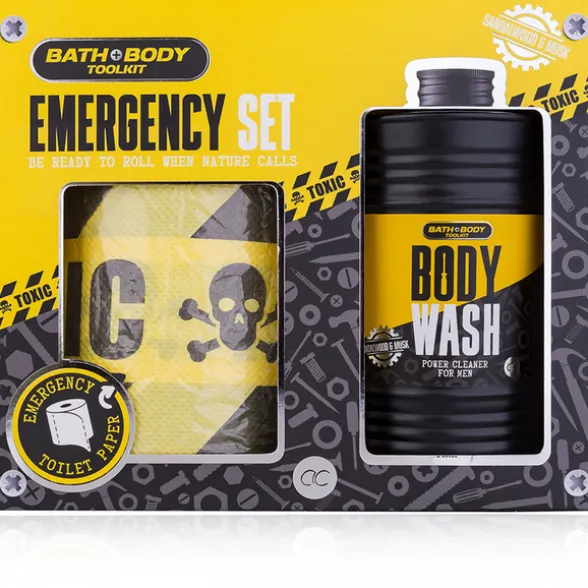 ACCENTRA MEN TOOLKIT CONFEZIONE DA BAGNO UOMO; BAGNOSCHIUMA 400 ML, 1 ROTOLO CARTA IGIENICA. PROFUMAZIONE SANDALO E MUSCHIO