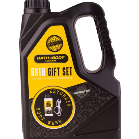 ACCENTRA MEN TOOLKIT CONFEZIONE DA BAGNO UOMO; PORTACHIAVI + BAGNOSCHIUMA 100 ML. PROFUMAZIONE SANDALO E MUSCHIO