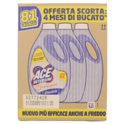 ACE DETERSIVO LIQUIDO LAVATRICE IGIENIZZANTE CLASSICO 3 PEZZI DA 27 LAVAGGI