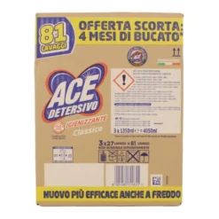 ACE DETERSIVO LIQUIDO LAVATRICE IGIENIZZANTE CLASSICO 3 PEZZI DA 27 LAVAGGI