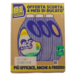 ACE DETERSIVO LIQUIDO LAVATRICE TALCO e MUSCHIO BIANCO 3 PEZZI DA 27 LAVAGGI
