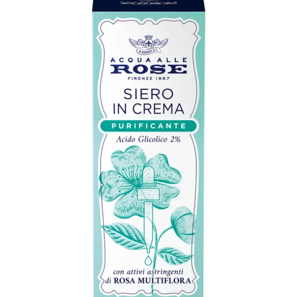 ACQUA ALLE ROSE SIERO IN CREMA PURIFICANTE ACIDO GLICOLICO 2% CON ATTIVI ASTRINGENTI DI ROSA MULTIFLORA 30 ML