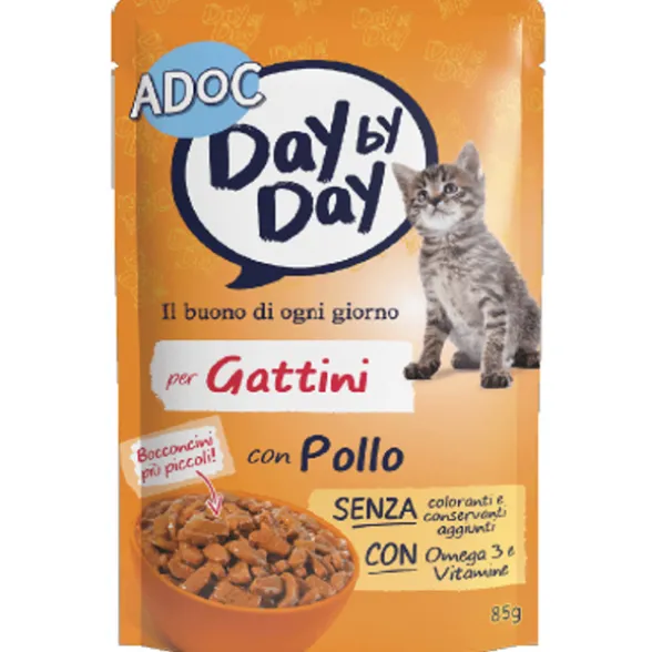 ADOC CAT DAY BY DAY BOCCONCINI POLLO PER GATTINI BUSTA 85 GRAMMI