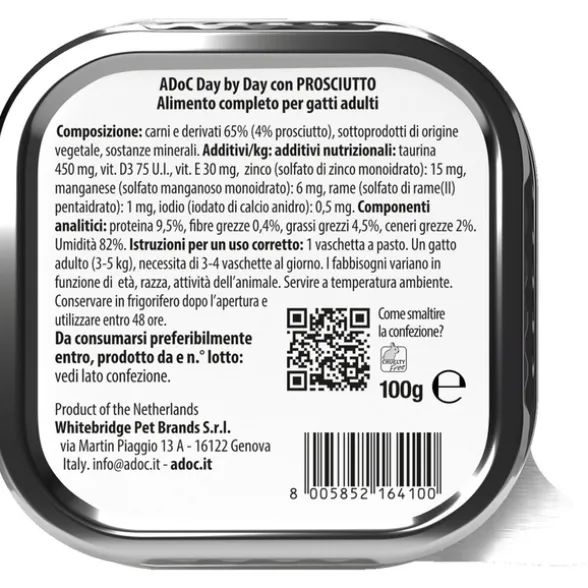 ADOC CATS DAY by DAY PATE' CON PROSCIUTTO VASCHETTA 100 grammi (GATTI ADULTI)