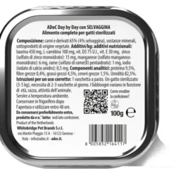 ADOC CATS DAY by DAY PATE' CON SELVAGGINA VASCHETTA 100 grammi (GATTI STERILIZZATI)