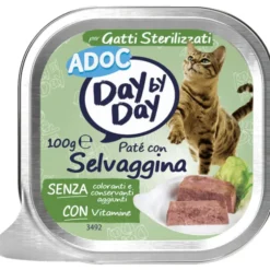 ADOC CATS DAY by DAY PATE' CON SELVAGGINA VASCHETTA 100 grammi (GATTI STERILIZZATI)