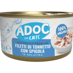 ADOC CATS FILETTI DI TONNETTO e SPIGOLA IN GELATINA 100% NATURALE LATTINA 85 grammi