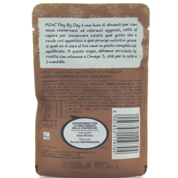 ADOC DOG DAYbyDAY BUSTA 85gr POLLOeCONIGLIO COTTO A VAPORE
