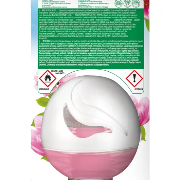 AIRWICK ACTIVE FRESH BAGNO DECOSPHERE EMANATORE LIQUIDO MAGNOLIA e ORCHIDEA 75 ML