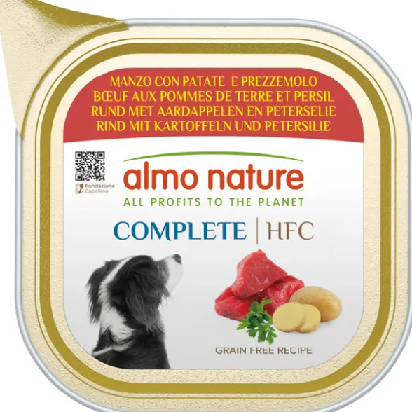 ALMO NATURE COMPLETE MANZO CON PATATE e PREZZEMOLO PER CANE VASCHETTA 150 grammi