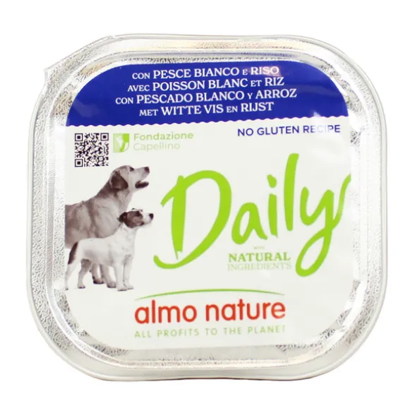 ALMO NATURE DAILY CANE VASCHETTA PESCE BIANCO E RISO 300 GRAMMI
