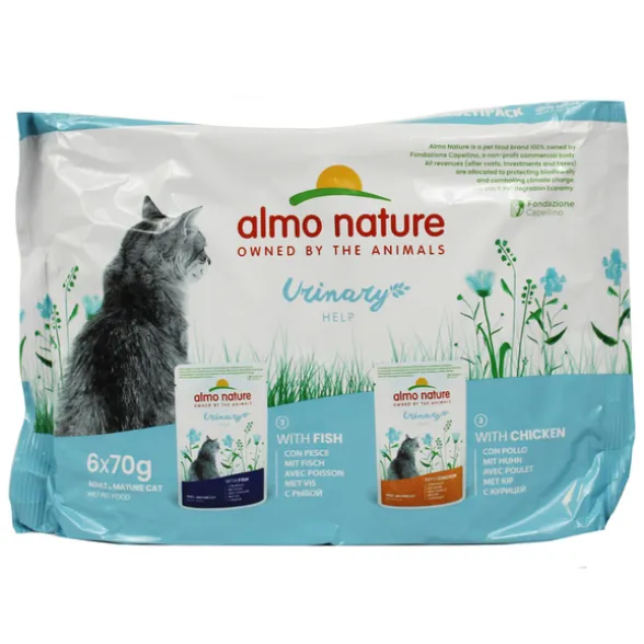ALMO NATURE HOLISTIC URINARY GATTO 6 BUSTE DA 70 grammi - 3 PESCE, 3 POLLO