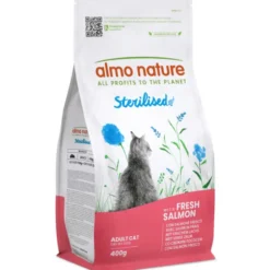 ALMO NATURE STERILISED SALMONE PER GATTO ADULTO SACCO 400 grammi