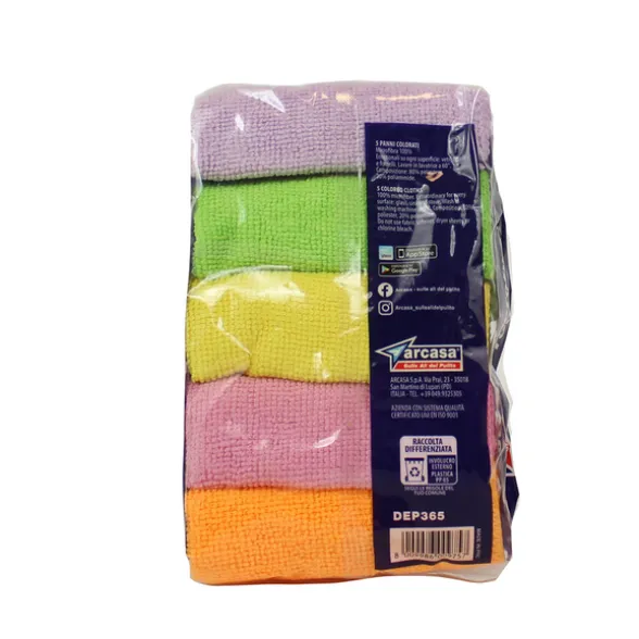 ARCASA 5 PANNI COLORATI IN MICROFIBRA 100% MISURE 20x30