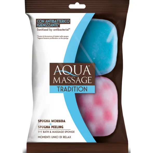 ARIX SPUGNA AQUA MASSAGE CON ANTIBATTERICO IGIENIZZANTE 2 SPUGNE -MORBIDA E PEELING