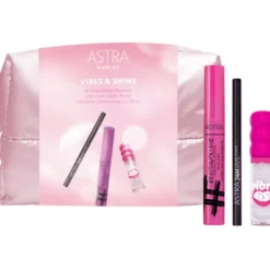ASTRA COFANETTO POCHETTE VIBES & SHINE "VIBRAKISS - 01 ME TIME24H COLOR STAIN PENCIL - BLACK#INSTAVOLUME MASCARA - BLACK"