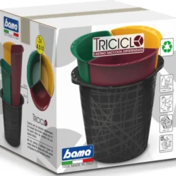 BAMA TRICICLO CESTINO RACCOLTA DIFFERENZIATA 3 CESTINI DA 4,5 LT
