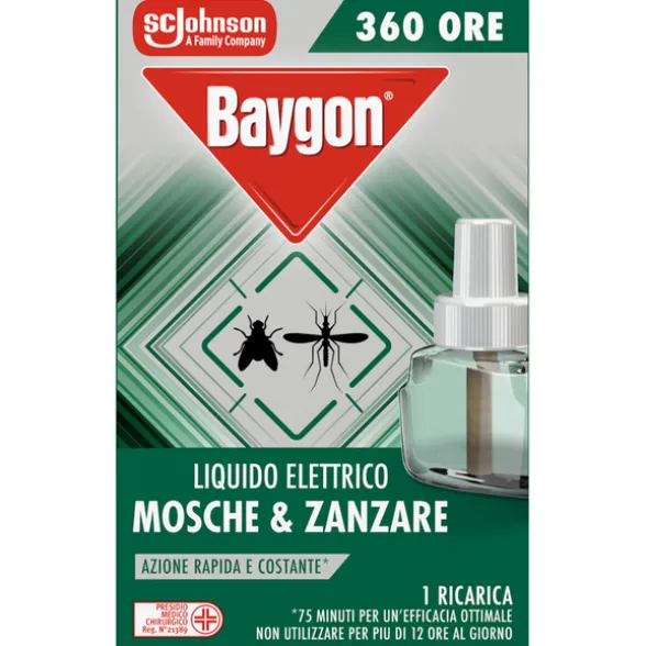 BAYGON LIQUIDO ELETTRICO RICARICA MOSCHE ZANZARE 360 ORE 31 ML