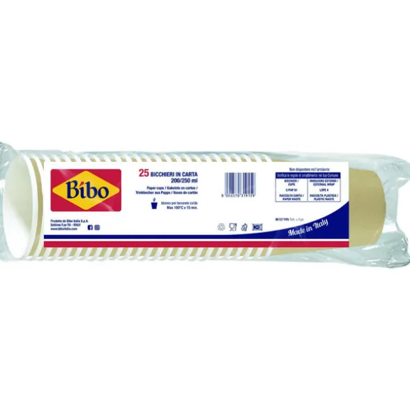 BIBO 25 BICCHIERI CARTA AVANA 200/250 ML