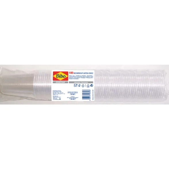 BIBO 100 BICCHIERI IN PLASTICA TRASPARENTE 200 CC