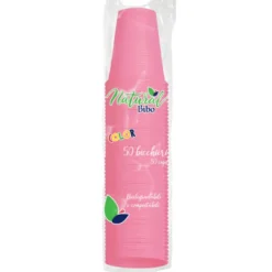 BIBO NATURAL 50 BICCHIERI ROSA 200cc BIODEGRADABILI E COMPOSTABILI