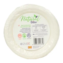 BIBO NATURAL 25 PIATTI BIODEGRADABILI E COMPOSTABILI DM 17 cm