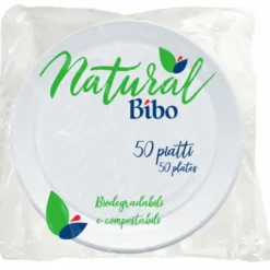 BIBO NATURAL 50 PIATTI DESSERT BIODEGRADABILI E COMPOSTABILI DM 17 cm