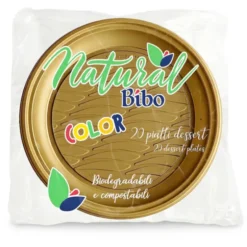 BIBO NATURAL 20 PIATTI DESSERT 17 DM BIODEGRADABILI COMPOSTABILI COLORE ORO