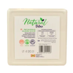 BIBO NATURAL 25 PIATTI QUADRATI DM 16 cm BIODEGRADABILI E e COMPOSTABILI