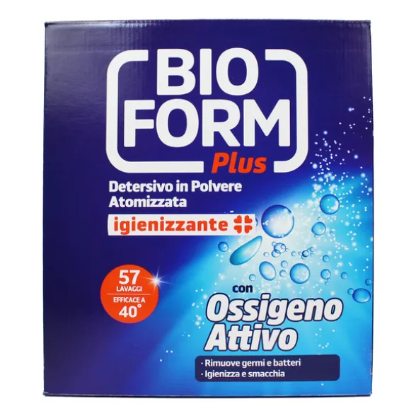 BIOFORM PLUS IGIENIZZANTE CON OSSIGENO ATTIVO DETERSIVO BUCATO LAVATRICE IN POLVERE FUSTO 50+7 LAVAGGI KG 2,850