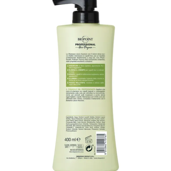 BIOPOINT PROFESSIONAL LISCIO ASSOLUTO SHAMPOO FORMULA ULTRA SETOSITA' 5 AZIONI CAPELLI LISCI 400 ML