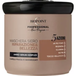 BIOPOINT PROFESSIONAL MASCHERA SIERO RIPARAZIONE E BELLEZZA 5 AZIONI CAPELLI FRAGIL E DANNEGGIATI AMINO SERUM+KERPLEX 400 ML