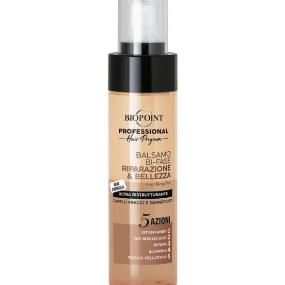 BIOPOINT PROFESSIONAL RIPARAZIONE E BELLEZZA BALSAMO BI-FASE FORMULA RISTRUTTURANTE 5 AZIONI PER CAPELLI FRAGILI E DANNEGGIATI 200 ML