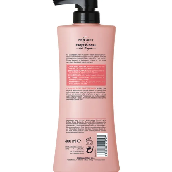 BIOPOINT PROFESSIONAL SHAMPOO COLORE VIVO 5 AZIONI FORMULA ULTRA ILLUMINANTE CAPELLI COLORATI 400 ML.