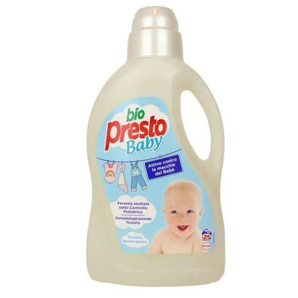 BIO PRESTO BABY DETERSIVO BUCATO A MANO E LAVATRICE LIQUIDO CAPI DELICATI DEI BAMBINI 25 LAVAGGI 1,5 LITRI