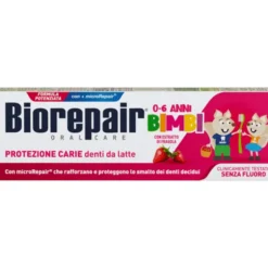 BIOREPAIR DENTIFRICIO BIMBI 0-6 ANNI PROTEZIONE CARIE DENTI DA LATTE SENZA FLUORO CON STRATTO DI FRAGOLA 50 ML
