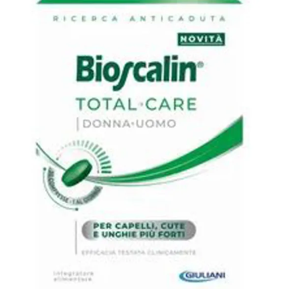 BIOSCALIN INTEGRATORE ALIMENTARE TOTAL CARE DONNA UOMO PER CAPELLI CUTE UNGHIE FORTI 30 COMPRESSE