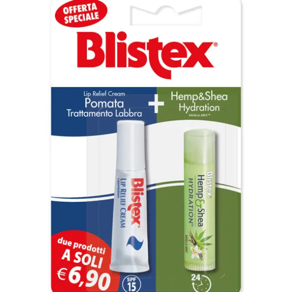 BLISTEX POMATA TRATTAMENTO LABBRA SPF15 + HEMP & SHEA IDRATION BLISTER DUO