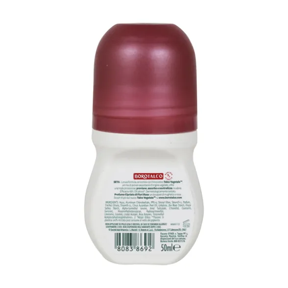 BOROTALCO DEODORANTE ROLL-ON SETA PROFUMO DI TALCO E FIORI DI ROSA 50 ML