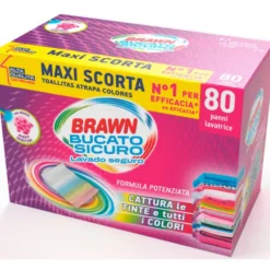 BRAWN BUCATO SICURO 80 PANNI CATTURA TINTE E COLORI PER LAVATRICE