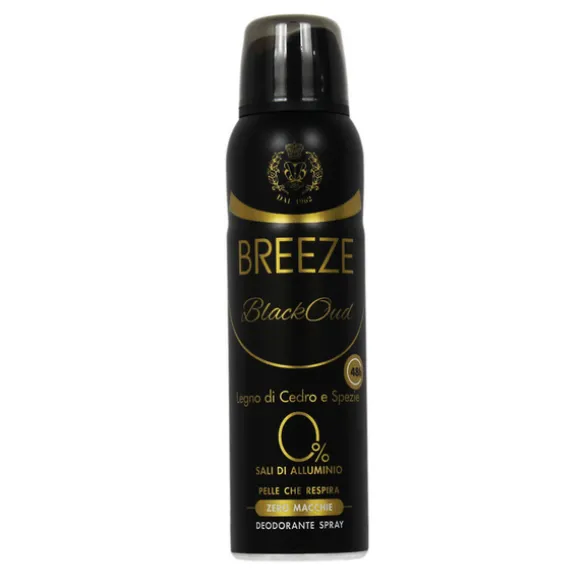 BREEZE DEODORANTE SPRAY UOMO BLACKOUD LEGNO DI CEDRO E SPEZIE 150 ML 48H