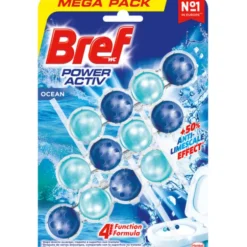 BREF WC POWER ACTIV TAVOLETTA WC 4 FUNZIONI OCEAN 50gr 3 PEZZI