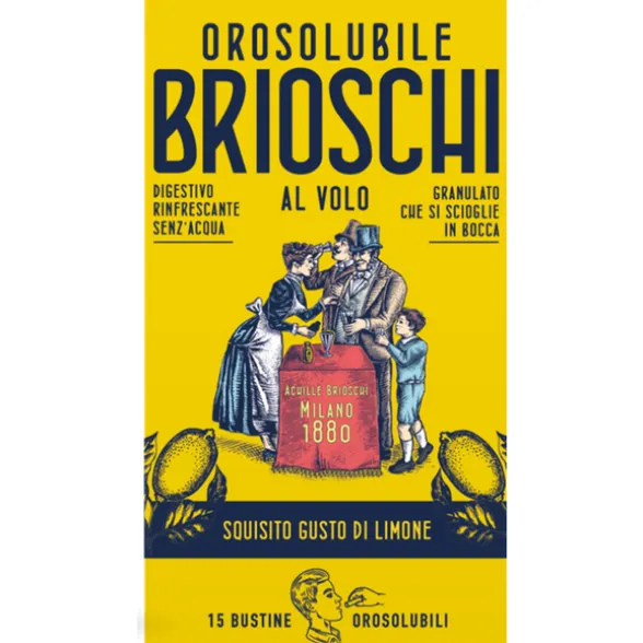 BRIOSCHI DIGESTIVO OROSOLUBILE GUSTO LIMONE GRANULATO CHE SI SCIOGLIE IN BOCCA 15 BUSTINE