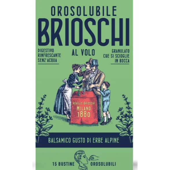 BRIOSCHI DIGESTIVO OROSOLUBILE BALSAMICO GUSTO ERBE ALPINE GRANULATO CHE SI SCIOGLIE IN BOCCA 15 BUSTINE